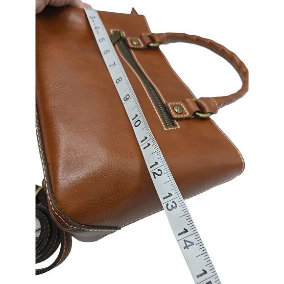 Patricia Nash Heritage Collection Angela Brown Leather Satchel Shoulder Handbag - Picture 5 of 10